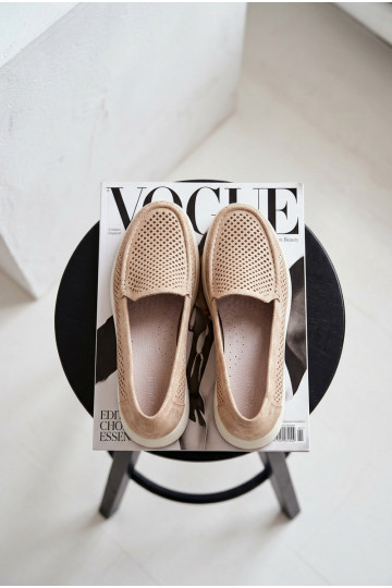 Mocassins pour femmes avec éléments en dentelle Sergio Leone MK097H couleur dorée