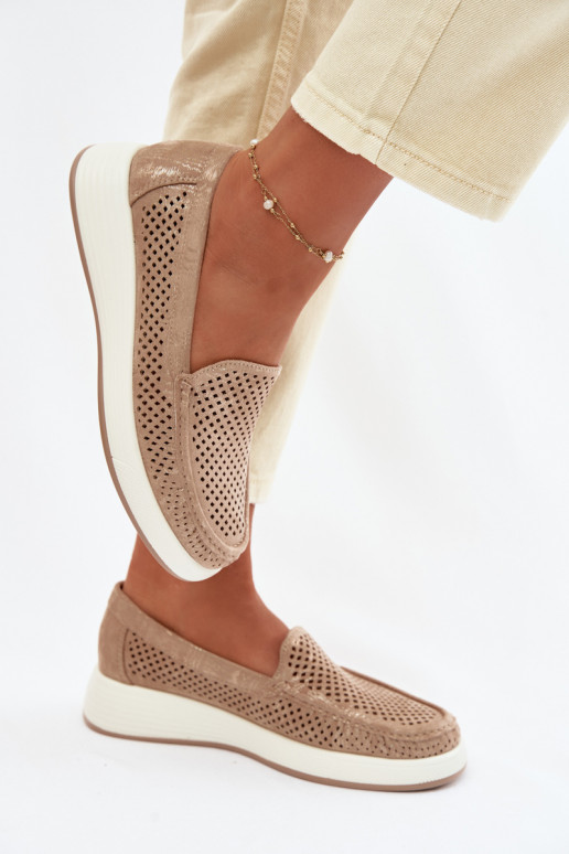 Damen Mokassins mit Lochmuster Sergio Leone MK097H goldfarben