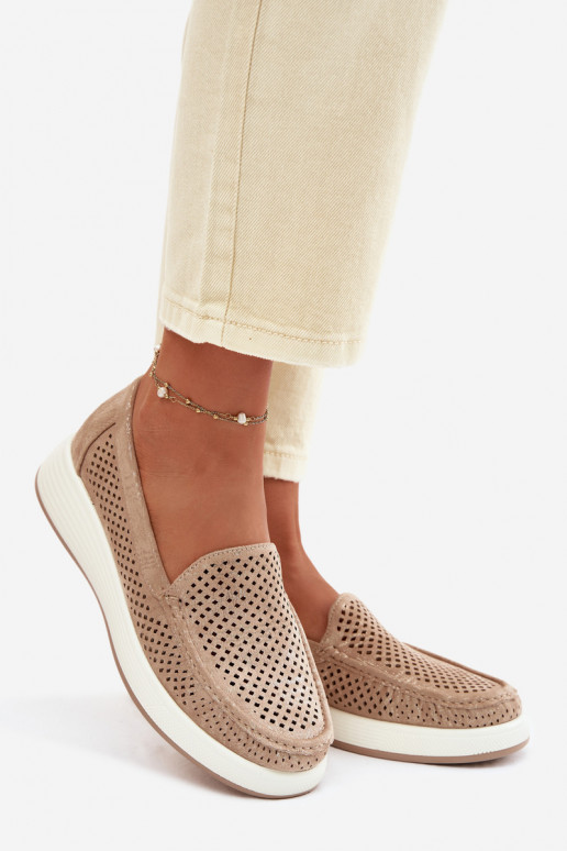 Damen Mokassins mit Lochmuster Sergio Leone MK097H goldfarben