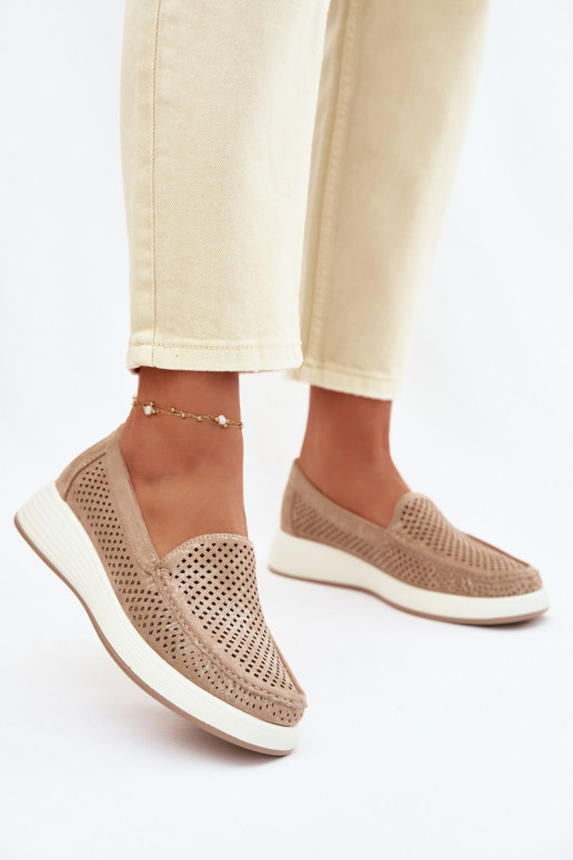 Mocassins pour femmes avec éléments en dentelle Sergio Leone MK097H couleur dorée