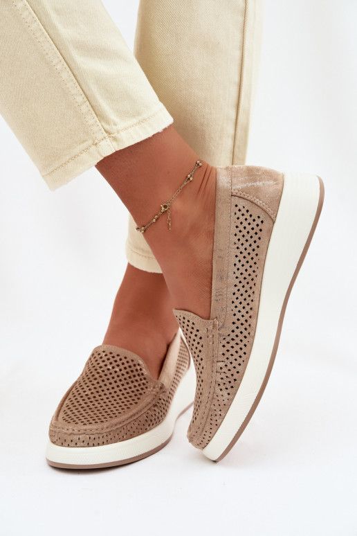 Mocassins pour femmes avec éléments en dentelle Sergio Leone MK097H couleur dorée