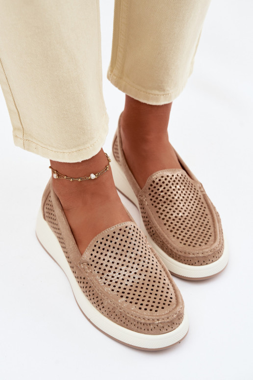 Damen Mokassins mit Lochmuster Sergio Leone MK097H goldfarben