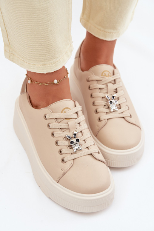 Peau Chaussures modèle baskets Féminin avec une plateformePrzypinką Vinceza 39973 beige