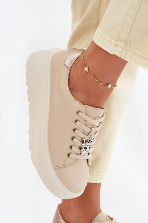 Peau Chaussures modèle baskets Féminin avec une plateformePrzypinką Vinceza 39973 beige