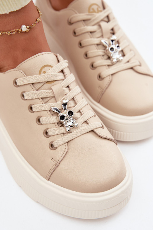 Peau Chaussures modèle baskets Féminin avec une plateformePrzypinką Vinceza 39973 beige