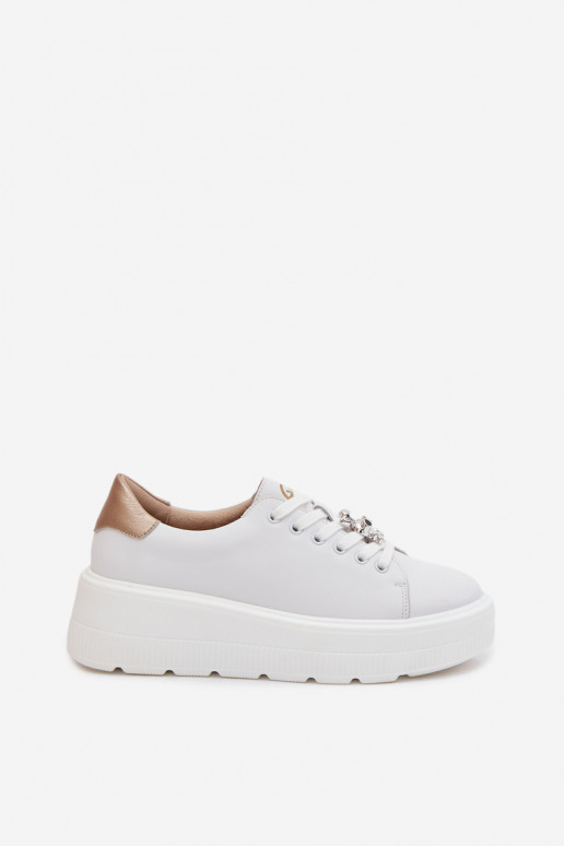 Peau Chaussures modèle baskets Féminin avec une plateformePrzypinką Vinceza 39973 couleur blanche