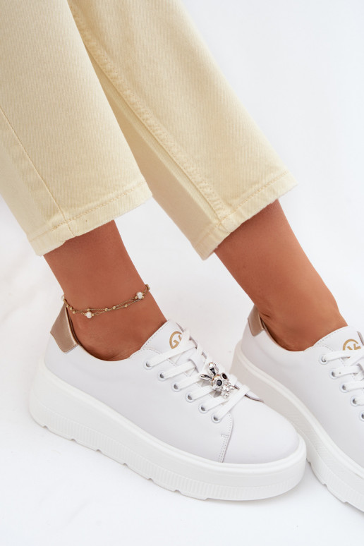 Leer Sneakers model schoenen Dames met platformPrzypinką Vinceza 39973 Initte kleur