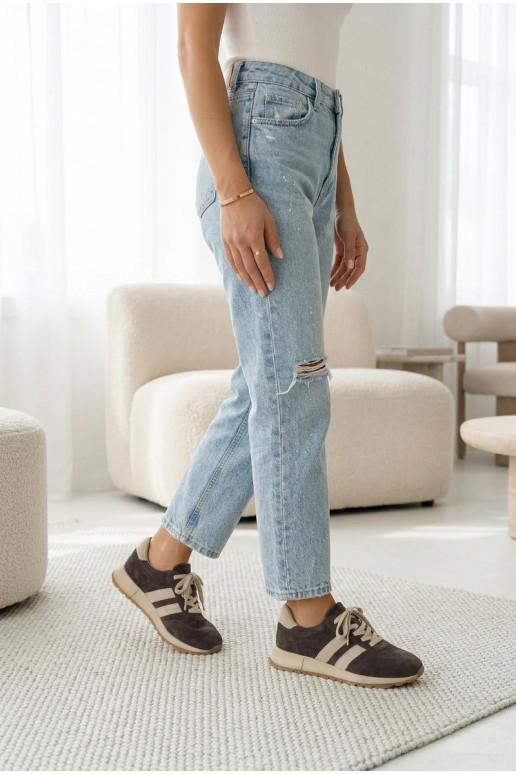 Baskets en simili cuir brunes pour femmes