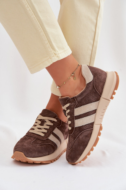 Damen Sneaker aus Kunstleder braune Farbe