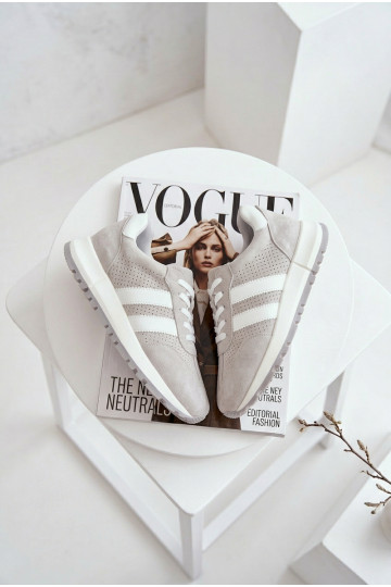 Dames sneakers van natuurlijk suède grijze kleur