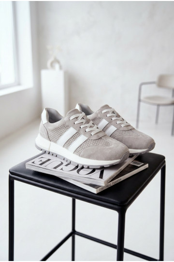 Damen Sneakerschuhe aus echtem Wildleder grau 2