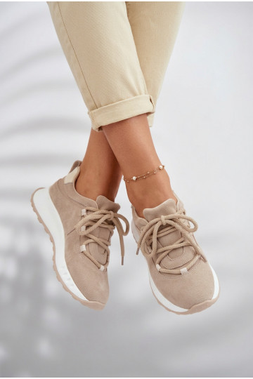 Dames suède sneakers Bemela zandkleur