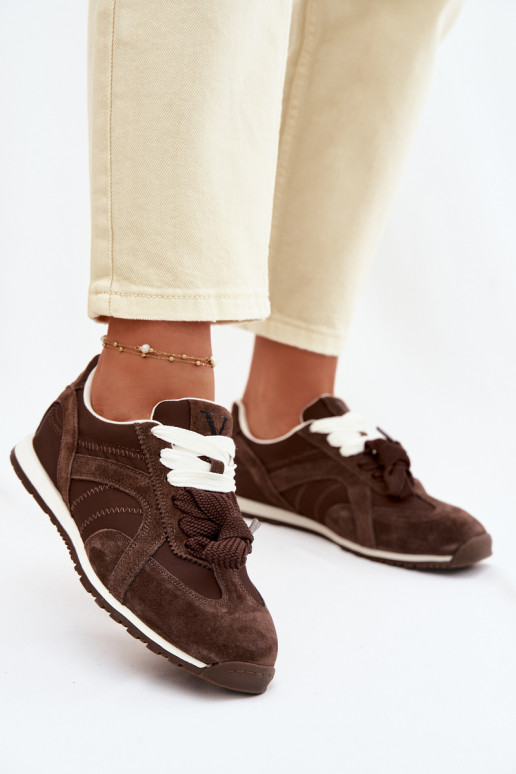 van suède Sneakers model schoenen Dames Vinceza 86427 CzekoladoIne