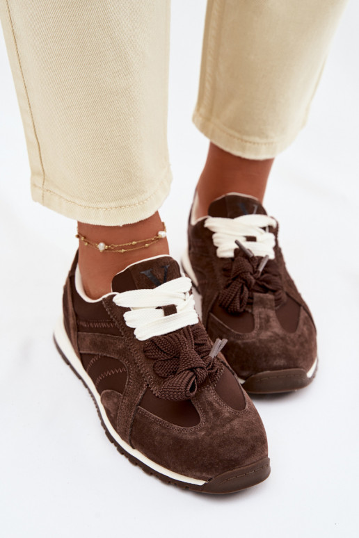 van suède Sneakers model schoenen Dames Vinceza 86427 CzekoladoIne