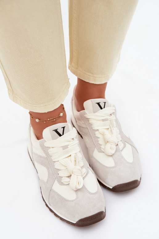 aus INildleder Sneakers Stilvollllschuhe Feminin Vinceza 86427 graue Farbe