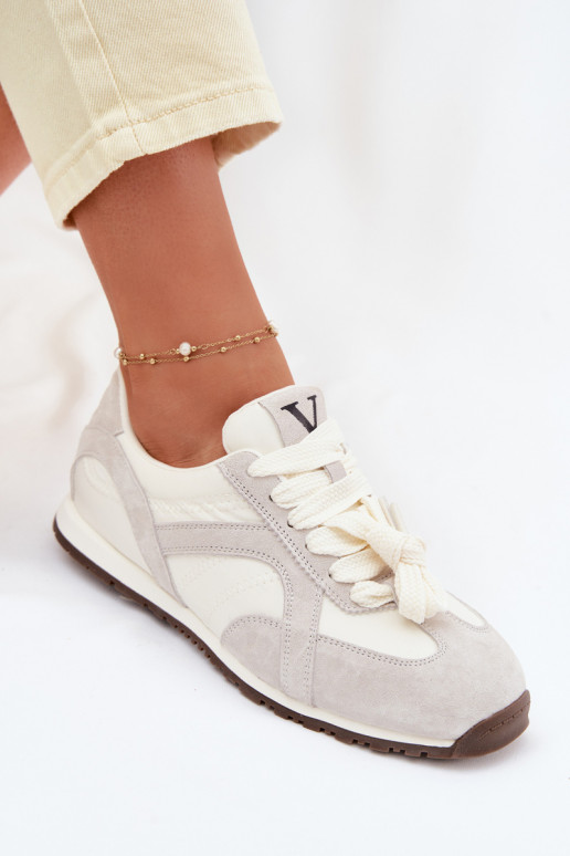 aus INildleder Sneakers Stilvollllschuhe Feminin Vinceza 86427 graue Farbe