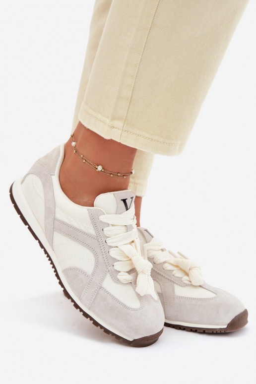 aus INildleder Sneakers Stilvollllschuhe Feminin Vinceza 86427 graue Farbe