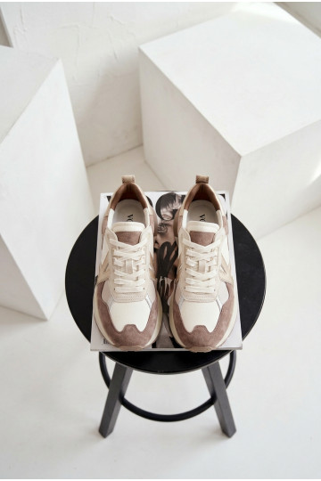 Suède dames sneakers Kobbo 66954 zandkleur