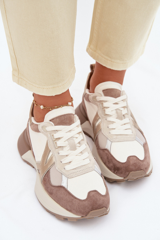 aus INildleder Sneakers Stilvollllschuhe Feminin Kobbo 66954 Beige