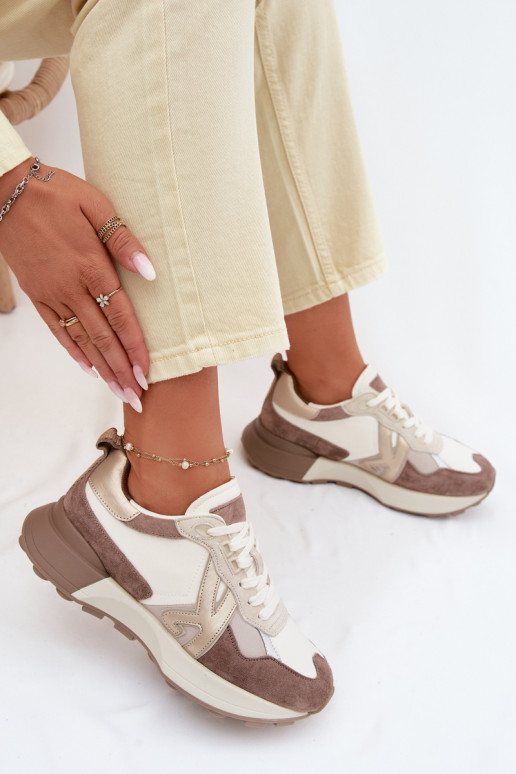 en daim Chaussures modèle baskets Féminin Kobbo 66954 beige