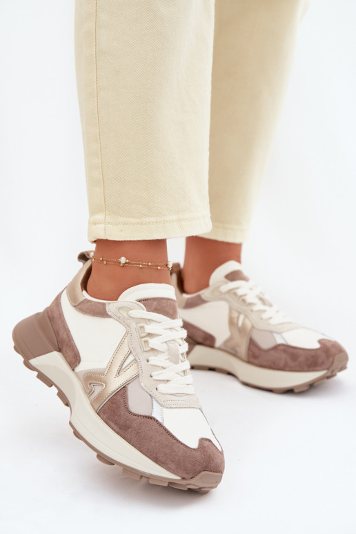 aus INildleder Sneakers Stilvollllschuhe Feminin Kobbo 66954 Beige