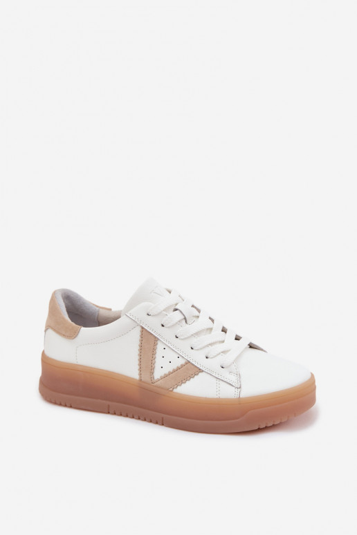 Chaussures modèle baskets FémininActivéturalnej Skóry avec une plateforme Vinceza 79597 couleur blanche