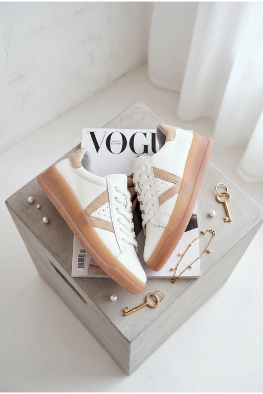 Chaussures modèle baskets FémininActivéturalnej Skóry avec une plateforme Vinceza 79597 couleur blanche