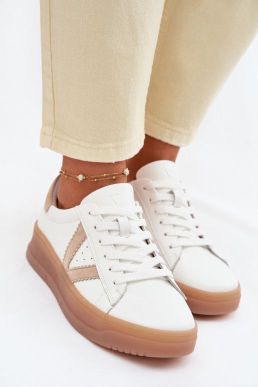 Chaussures modèle baskets FémininActivéturalnej Skóry avec une plateforme Vinceza 79597 couleur blanche