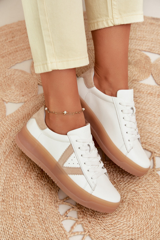 Chaussures modèle baskets FémininActivéturalnej Skóry avec une plateforme Vinceza 79597 couleur blanche