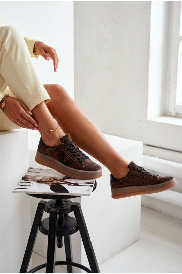 Vinceza 79597 dames sportieve schoenen van natuurlijk suède met plateau in bruin