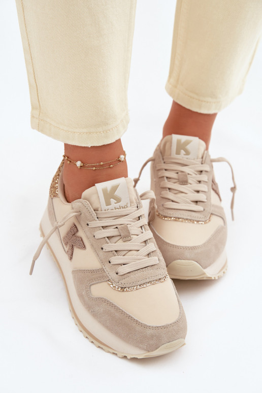 Peau en daim Chaussures modèle baskets Féminin avec une plateforme Kobbo 100103 beige