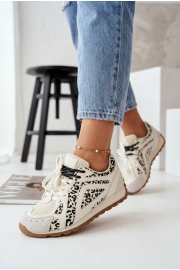 Leren suède dames sneakers Big Star TT274548 witte kleur 2
