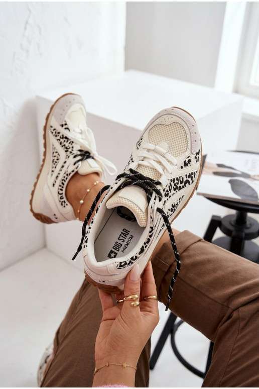 Peau en daim Chaussures modèle baskets Féminin Big Star TT274548 couleur blanche