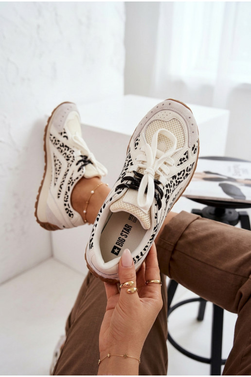 Leer van suède Sneakers model schoenen Dames Big Star TT274548 Initte kleur