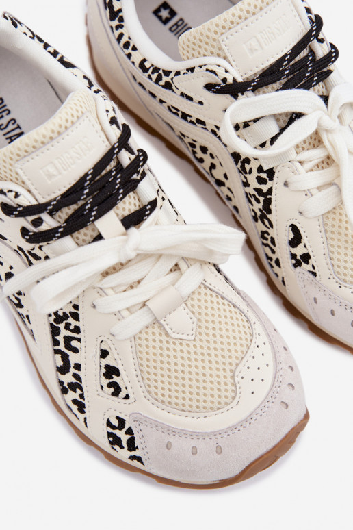 Peau en daim Chaussures modèle baskets Féminin Big Star TT274548 couleur blanche