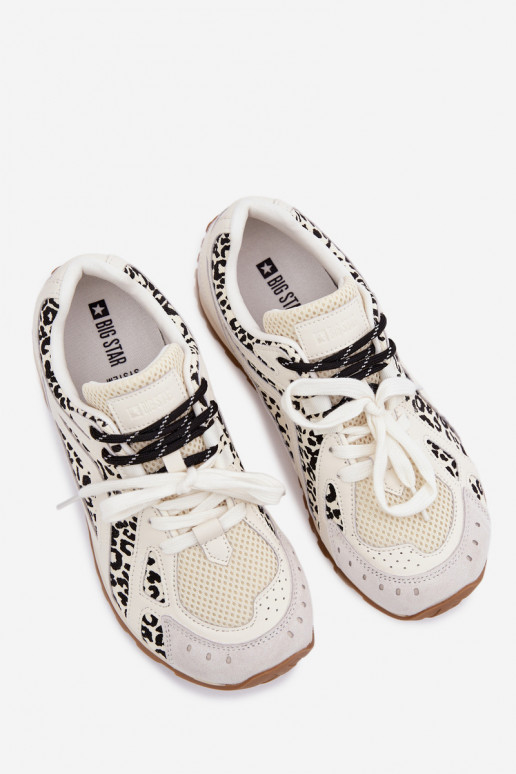 Peau en daim Chaussures modèle baskets Féminin Big Star TT274548 couleur blanche