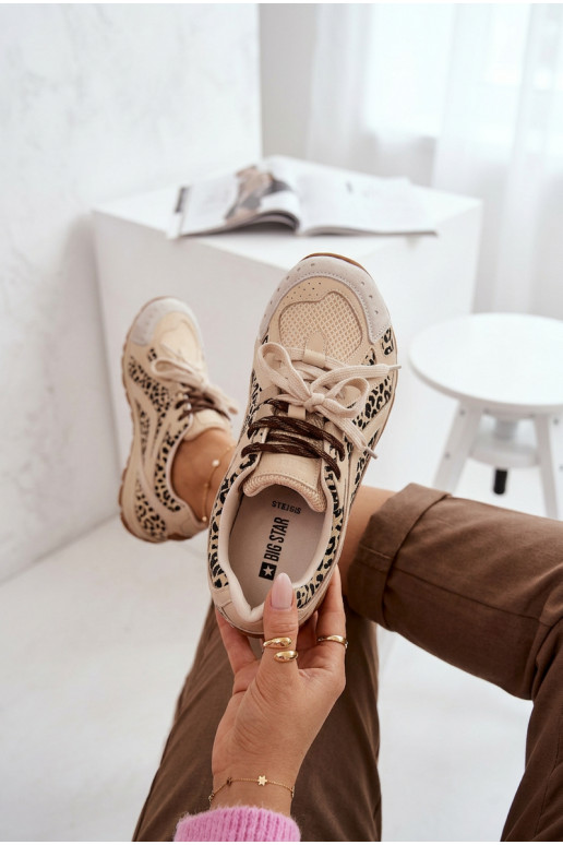 Haut aus INildleder Sneakers Stilvollllschuhe Feminin Big Star TT274549 Beige