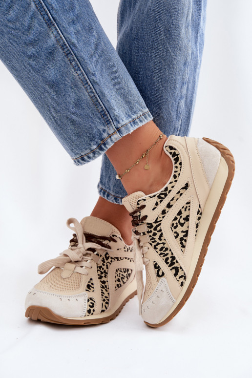 Peau en daim Chaussures modèle baskets Féminin Big Star TT274549 beige