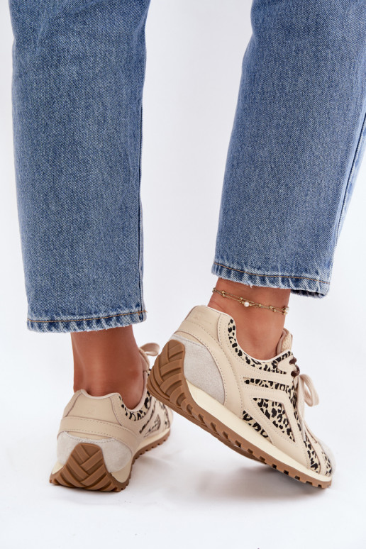 Leer van suède Sneakers model schoenen Dames Big Star TT274549 beige