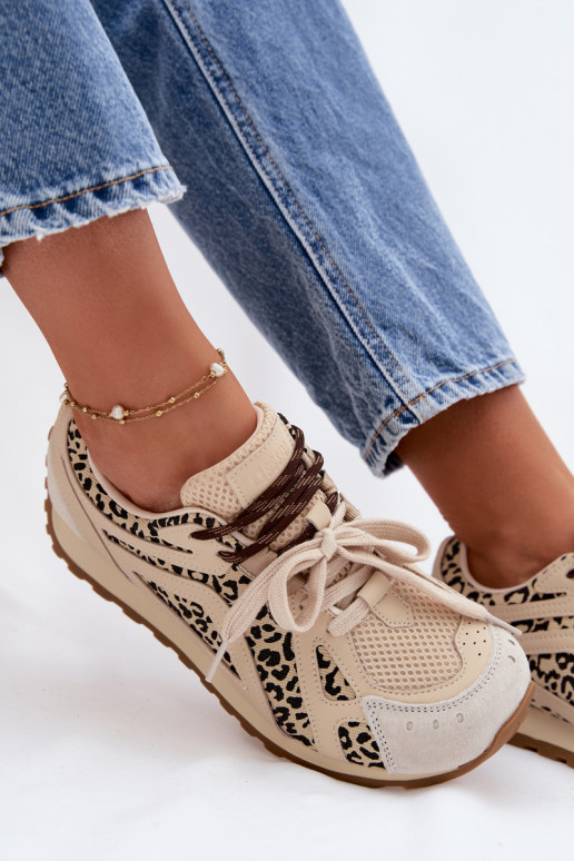 Haut aus INildleder Sneakers Stilvollllschuhe Feminin Big Star TT274549 Beige