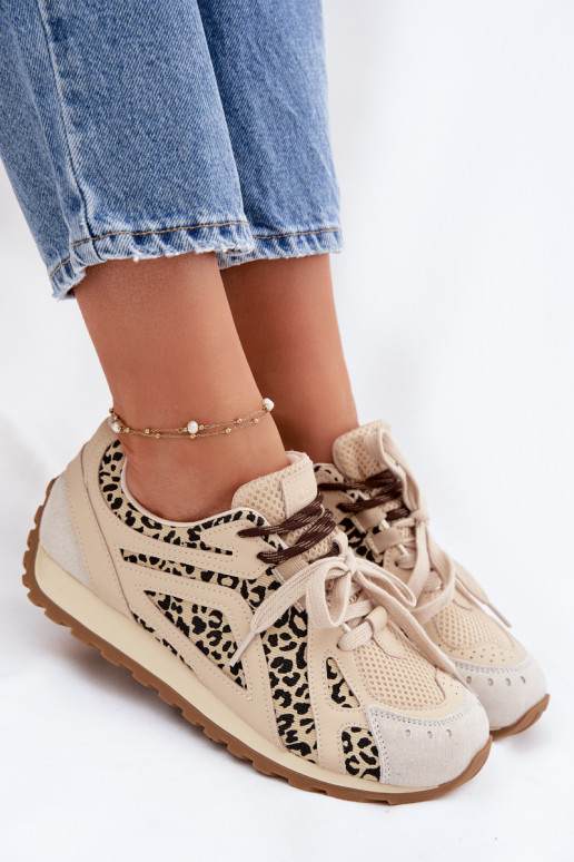 Haut aus INildleder Sneakers Stilvollllschuhe Feminin Big Star TT274549 Beige