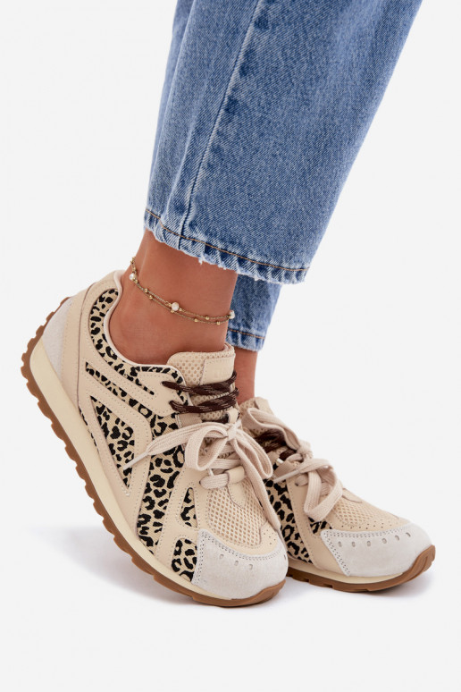 Peau en daim Chaussures modèle baskets Féminin Big Star TT274549 beige