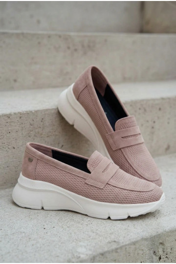 Damen-Mokassins aus echtem Wildleder mit Plateau Vinceza 79626 sandfarben