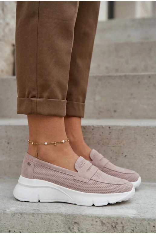 Mocassins femmes en daim naturel avec plateforme Vinceza 79626 couleur sable