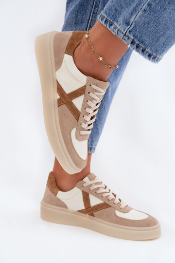 Baskets de sport en daim femmes Zazoo N1108S5 couleur sable