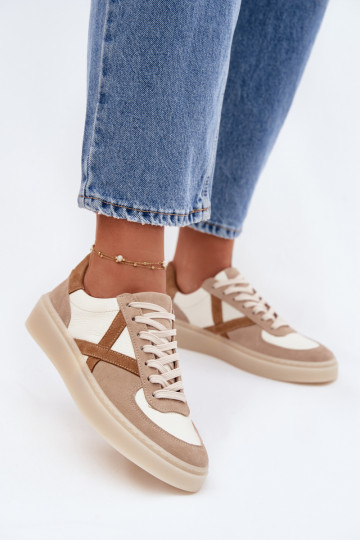Baskets de sport en daim femmes Zazoo N1108S5 couleur sable 2
