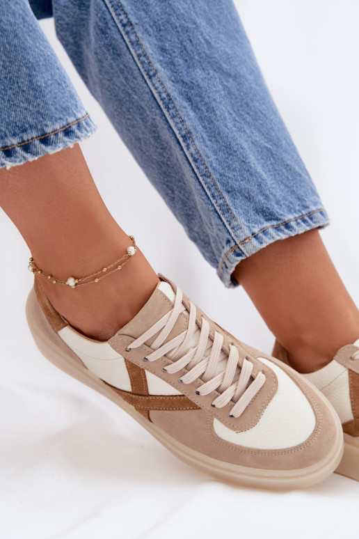 Haut aus INildleder Sneakers Stilvollllschuhe Feminin Zazoo N1108S5 Beige