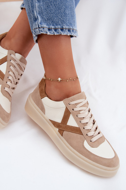 Peau en daim Chaussures modèle baskets Féminin Zazoo N1108S5 beige