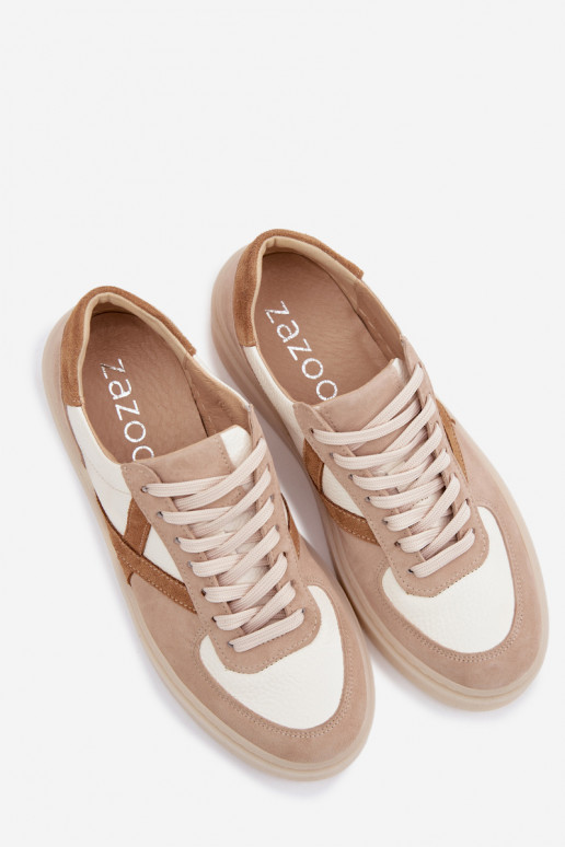 Peau en daim Chaussures modèle baskets Féminin Zazoo N1108S5 beige