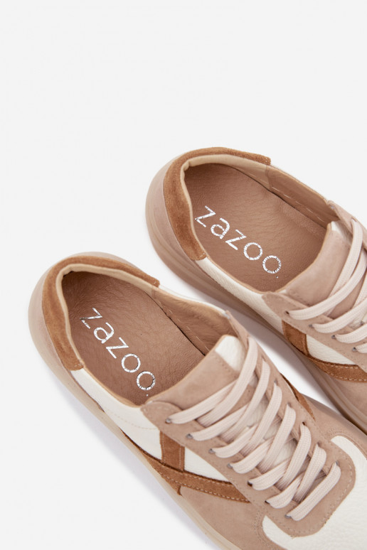 Peau en daim Chaussures modèle baskets Féminin Zazoo N1108S5 beige